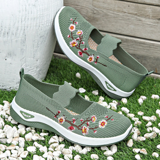 Damen Bequeme Sneaker mit floralen Stickereien EB
