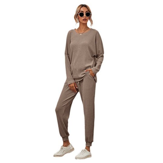 Damen Bequemer Strick-Jumpsuit mit Taschen und elastischem Bund EB
