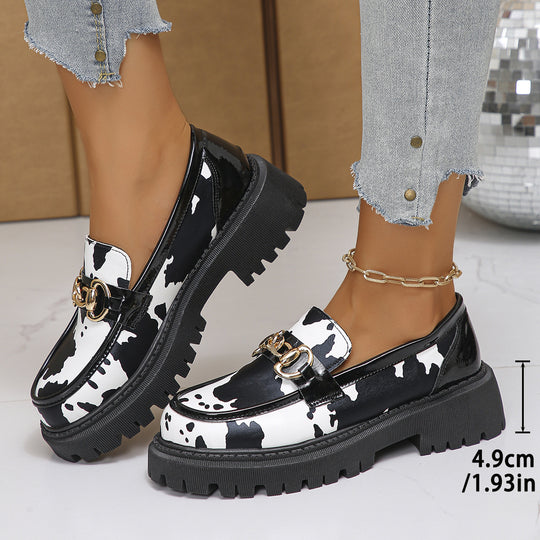 Damen Trendige Mokassin-Schuhe mit auffälligem Zebra-Druck und komfortabler Sohle EB