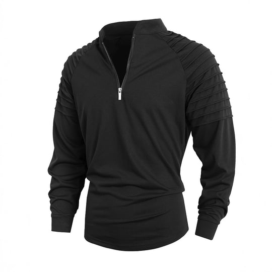 Herren Langarmshirt mit modernem Stehkragen und Reißverschluss EB