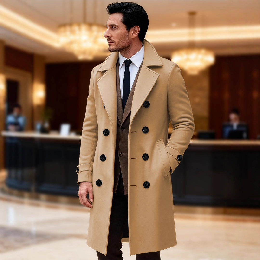 Herren eleganter doppelreihiger Wollmantel EB