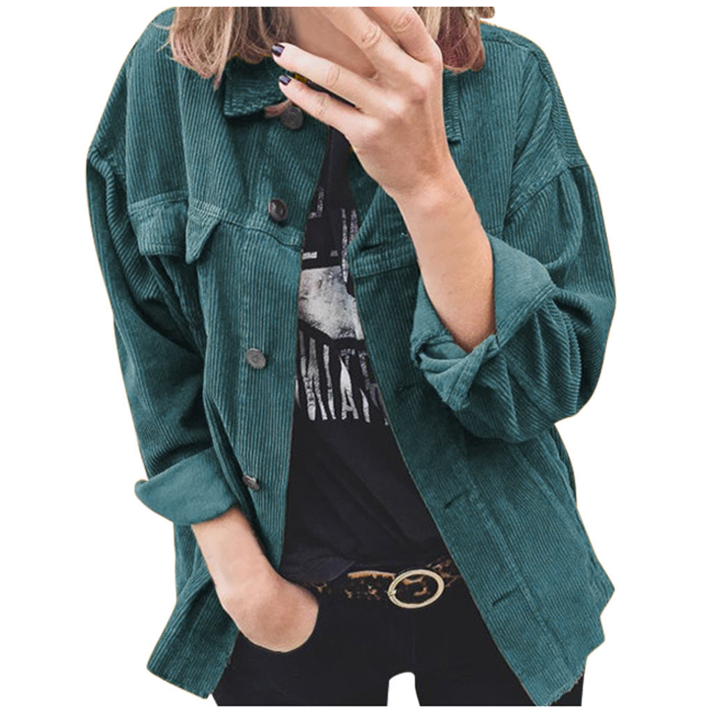 Damen nan Oversize Cordjacke mit aufgesetzten Taschen und klassischer Knopfleiste EB