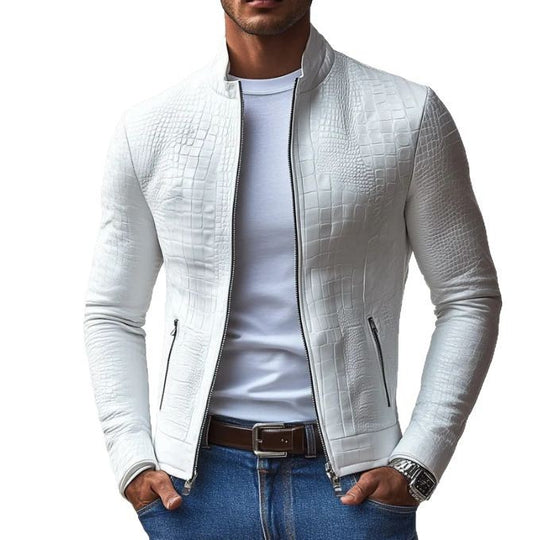 Herren Stylische Kunstlederjacke mit strukturierter Oberfläche EB