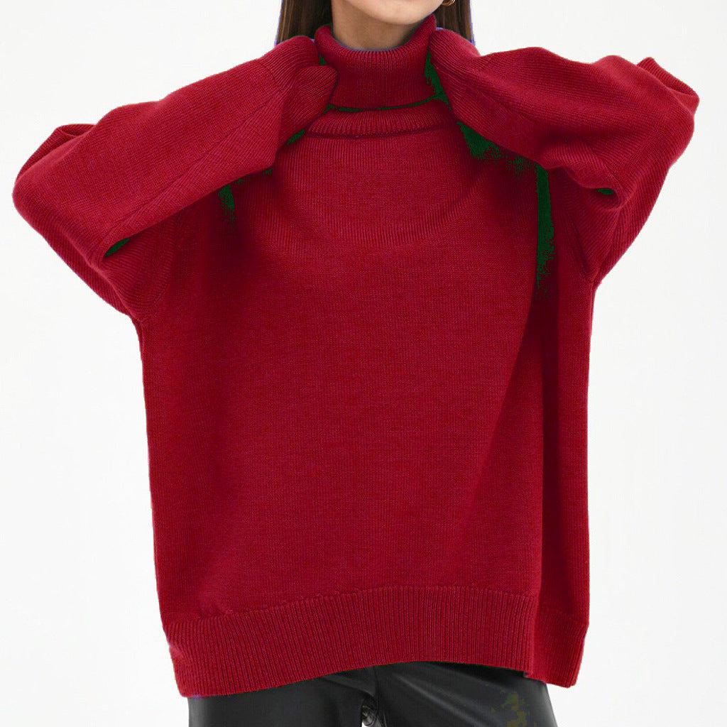 Damen Oversized Rollkragenpullover mit Rippstruktur EB