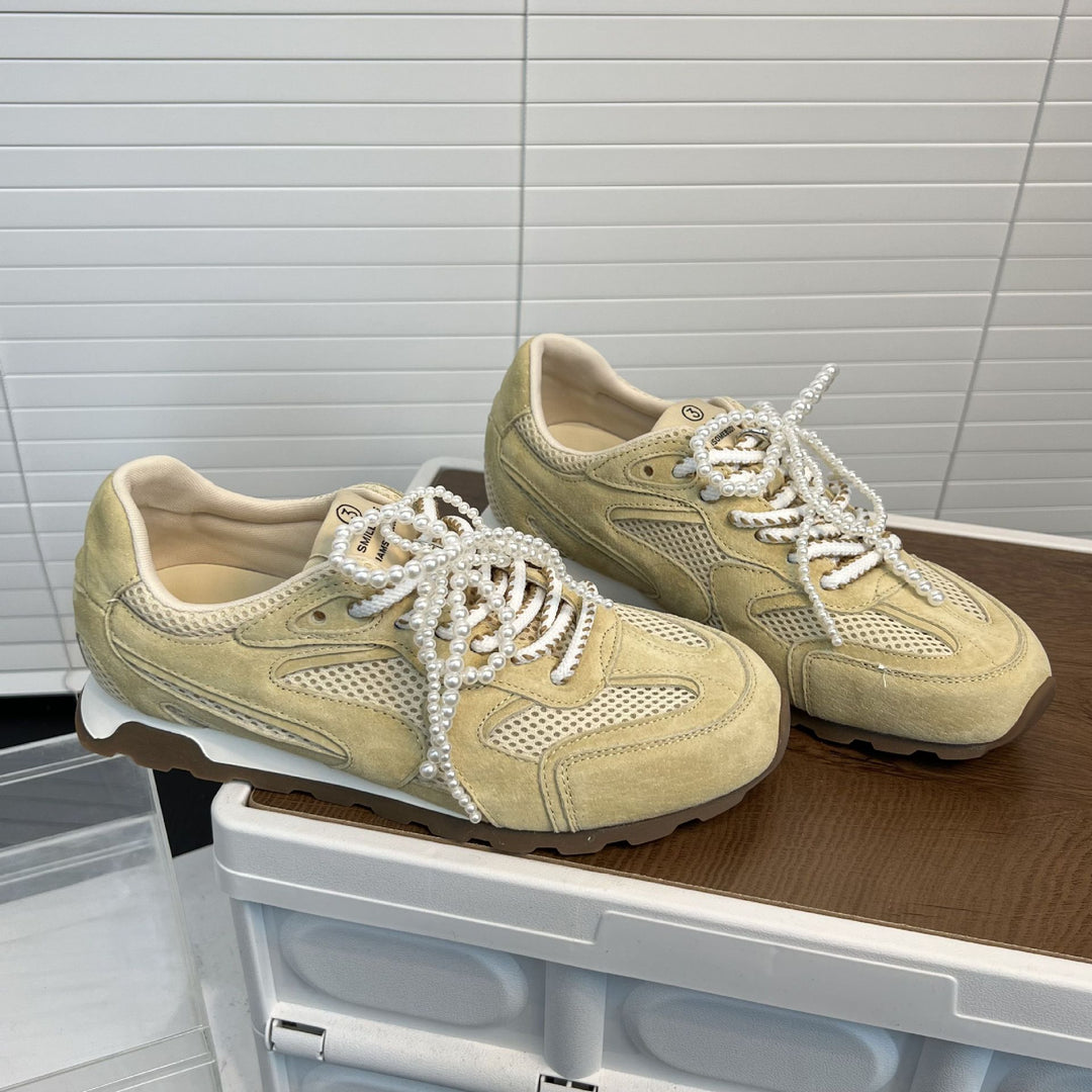 Damen Sportliche Sneaker mit atmungsaktivem Mesh und luxuriösem Veloursleder EB
