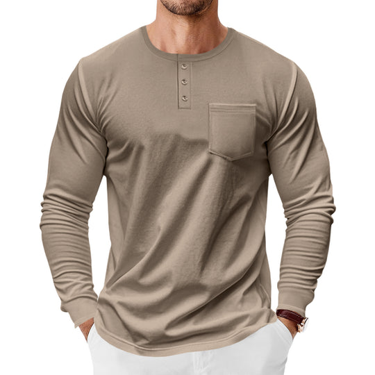 Herren Langarm-Hemden mit Knopfleiste und Brusttasche EB