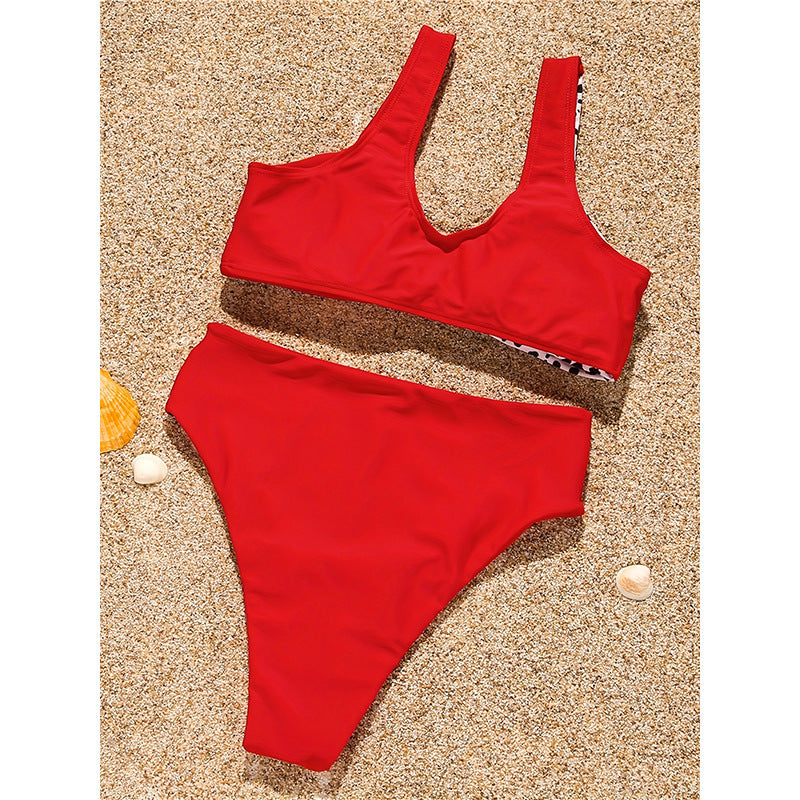 Damen Triangel-Bikini mit modernem Farbblock-Design EB