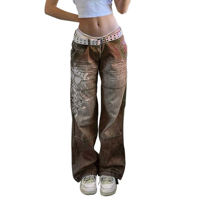 Damen weite Jeans mit einzigartigem grafischen Design EB
