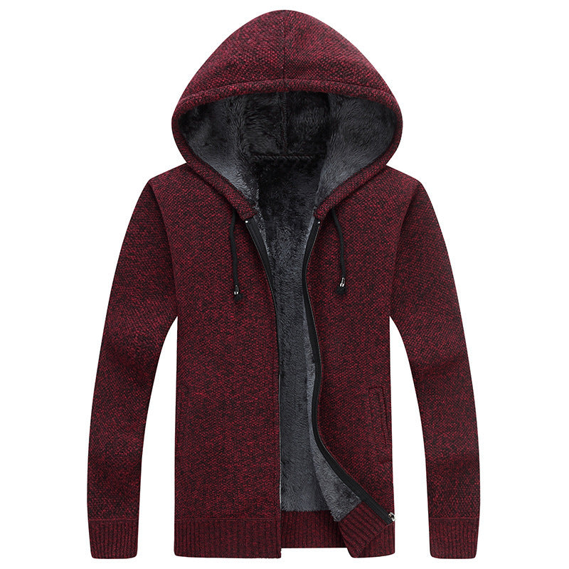 Herren bequeme Fleece-Jacke mit Kapuze und weichem Innenfutter EB