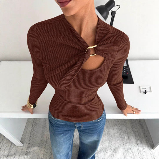 Damen Elegantes asymmetrisches Oberteil mit hochwertigem Knotendesign EB