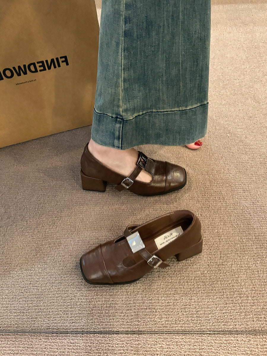 Damen Mary Jane Blockabsatzschuhe mit modischem Schnallenverschluss EB
