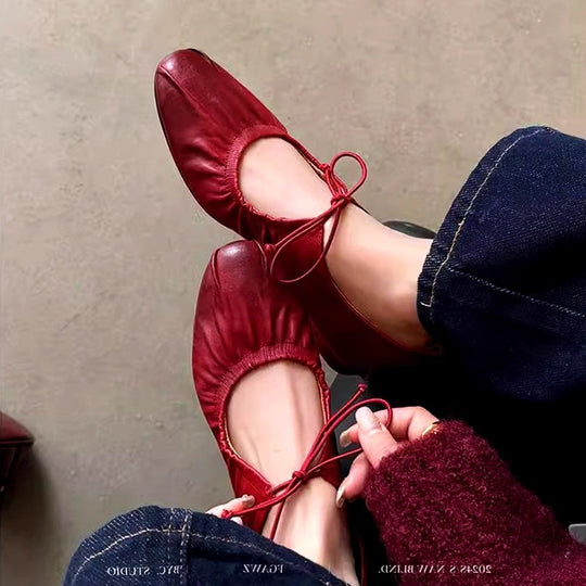 Damen Ballerina-Schuhe mit elastischem Riemen und verspieltem Schleifendetail EB