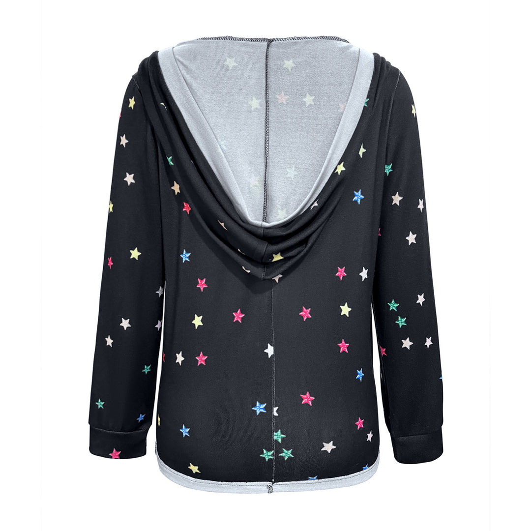 Damen Kapuzensweater mit farbenfrohem Sternemuster EB