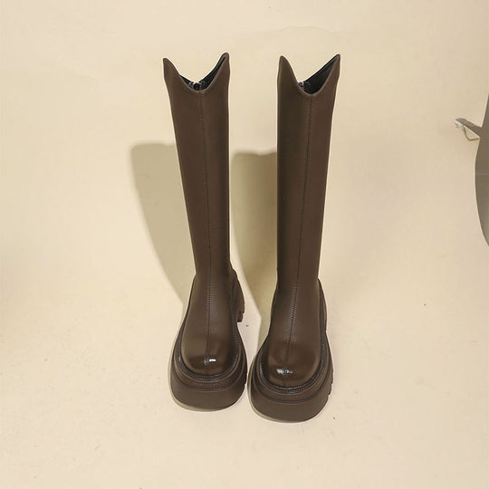 Damen kniehohe Stiefel mit elegantem Schnitt und robuster Sohle EB