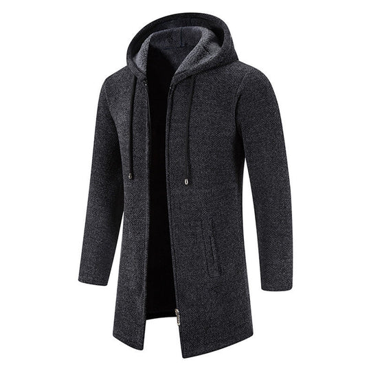 Herren modische Premium-Fleecejacke mit Kapuze und seitlichen Taschen EB