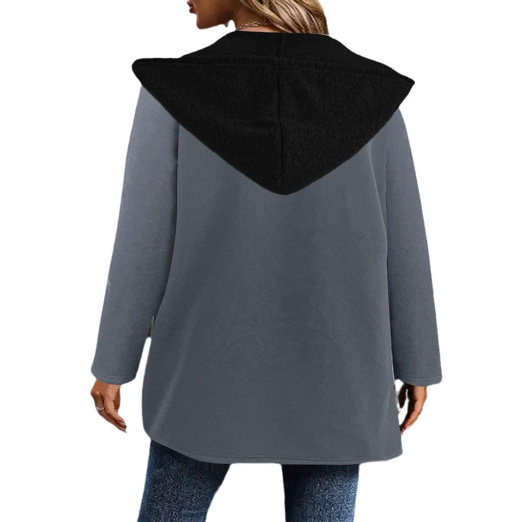 Damen lässige Kapuzenjacke mit seitlichen Taschen und modernem Schnitt EB
