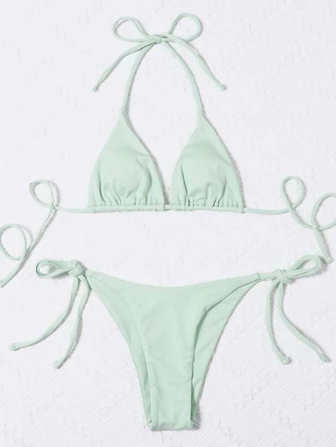 Damen Triangel-Bikini mit verstellbaren Trägern und verspielten Bindebändern EB