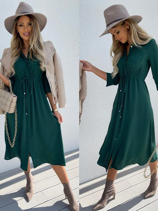 Damen Hemdblusenkleid mit taillierbarem Gürtel EB