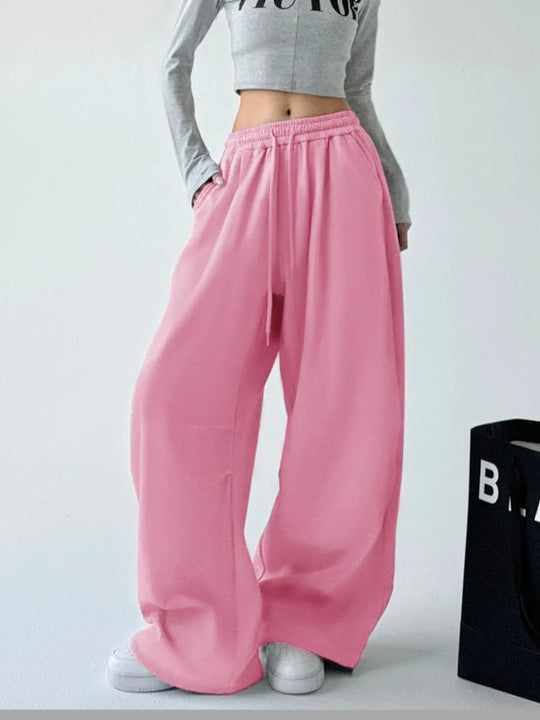 Damen nan extraweite High‑Waist-Loungehose mit elastischem Kordelbund, Kordelzug und praktischen Seitentaschen EB