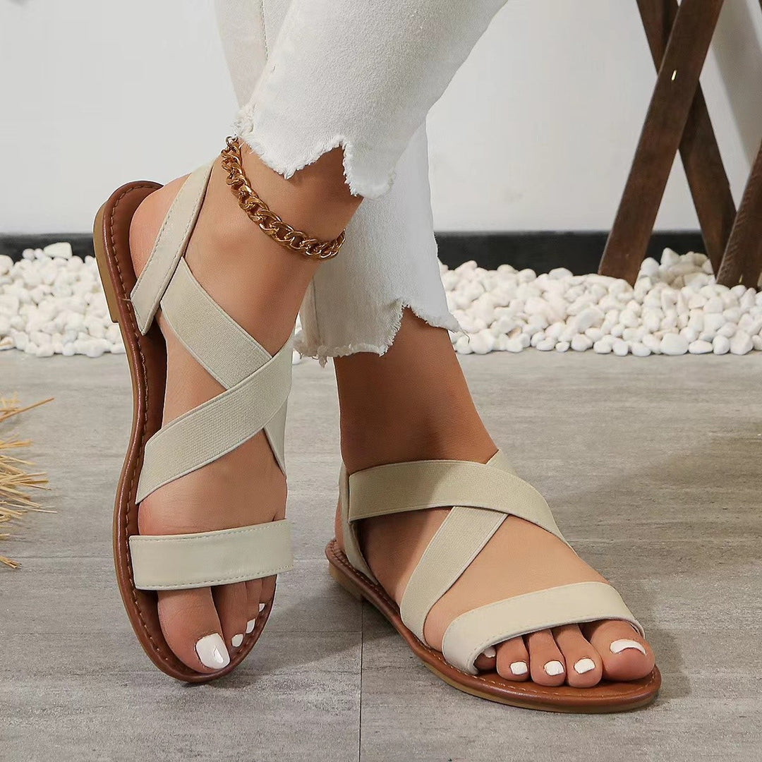 Damen komfortable Keilabsatz-Sandalen mit modischen Riemchen und flexiblem Fußbett EB