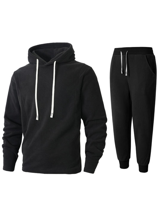 Herren Fleece-Kapuzenpullover und Jogginghose Set EB