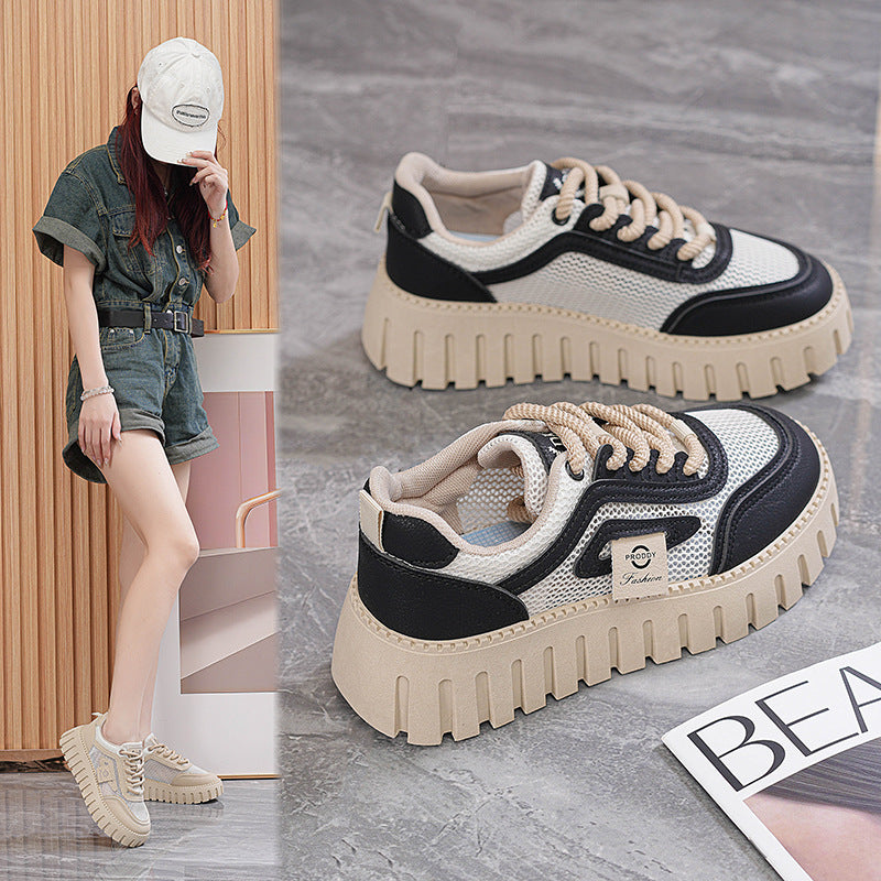 Damen Chunky Sneakers mit atmungsaktiver Mesh-Oberfläche und stabiler Gummisohle EB