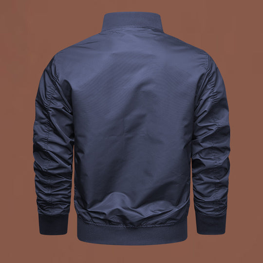 Herren  leichter Nylon-Bomber mit Ärmeltasche, Reißverschluss und gerippten Bündchen EB