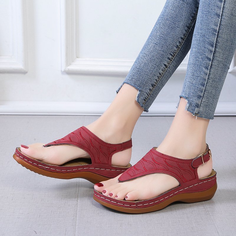 Damen Komfortable Zehensandalen mit elegantem Riemendesign und anatomischem Fußbett EB
