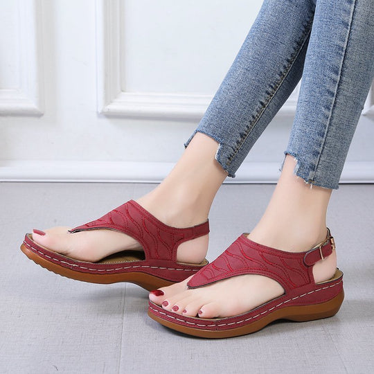 Damen Komfortable Zehensandalen mit elegantem Riemendesign und anatomischem Fußbett EB