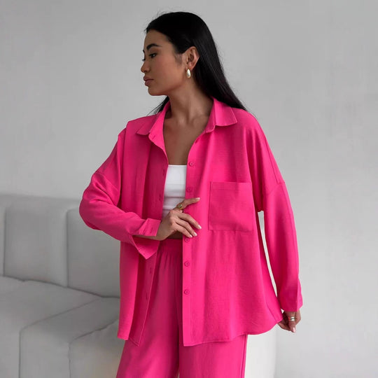 Damen lässige Bluse im Oversized-Stil mit Taschen EB