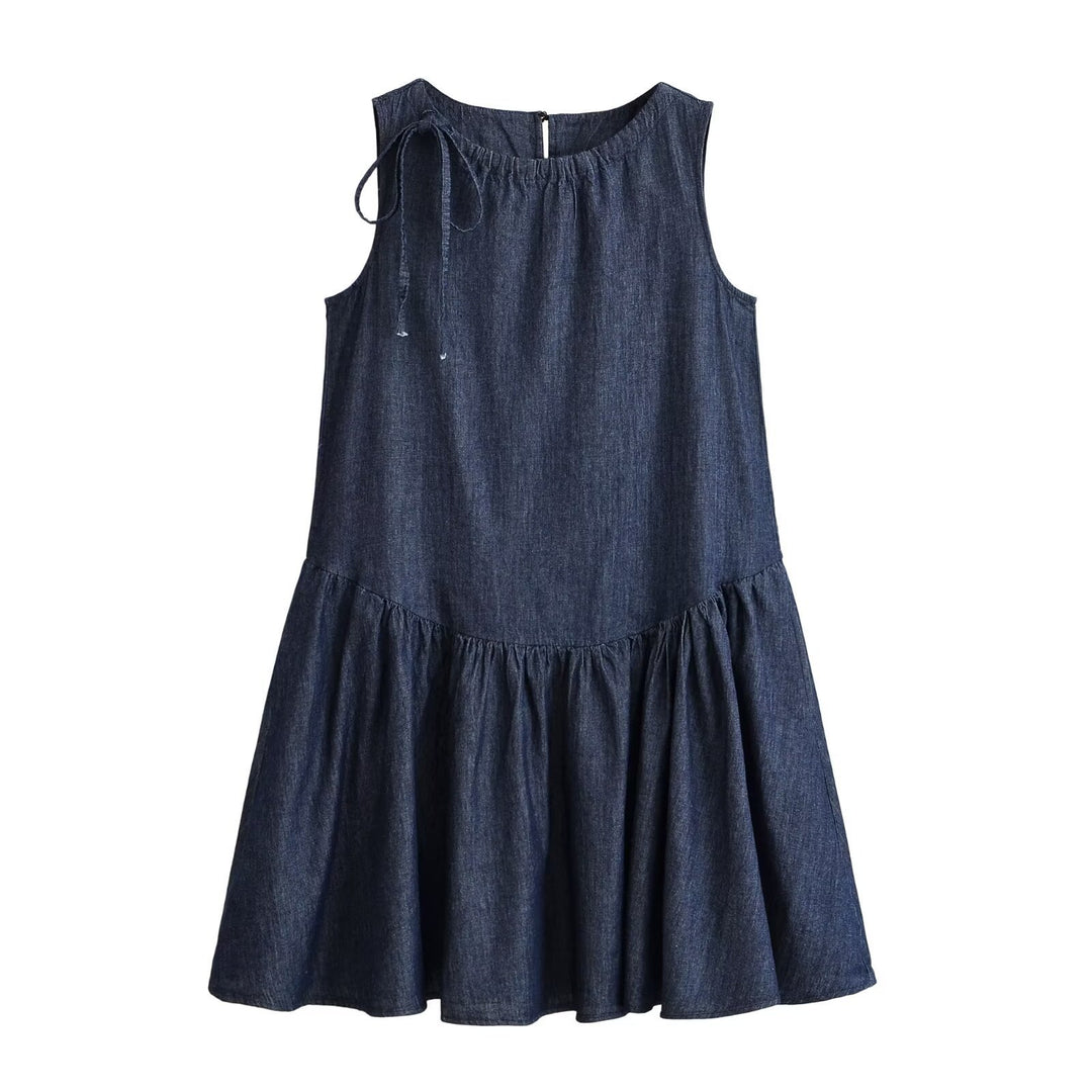 Damen Sommerkleid mit voluminösem Rocksaum und raffiniertem Schnürdetail EB