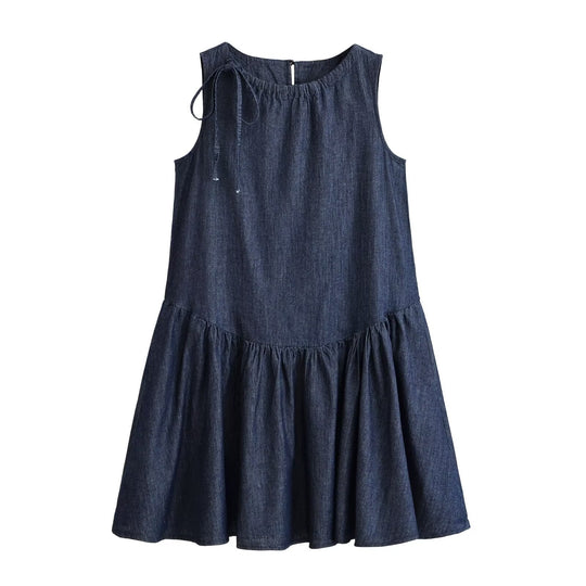 Damen Sommerkleid mit voluminösem Rocksaum und raffiniertem Schnürdetail EB