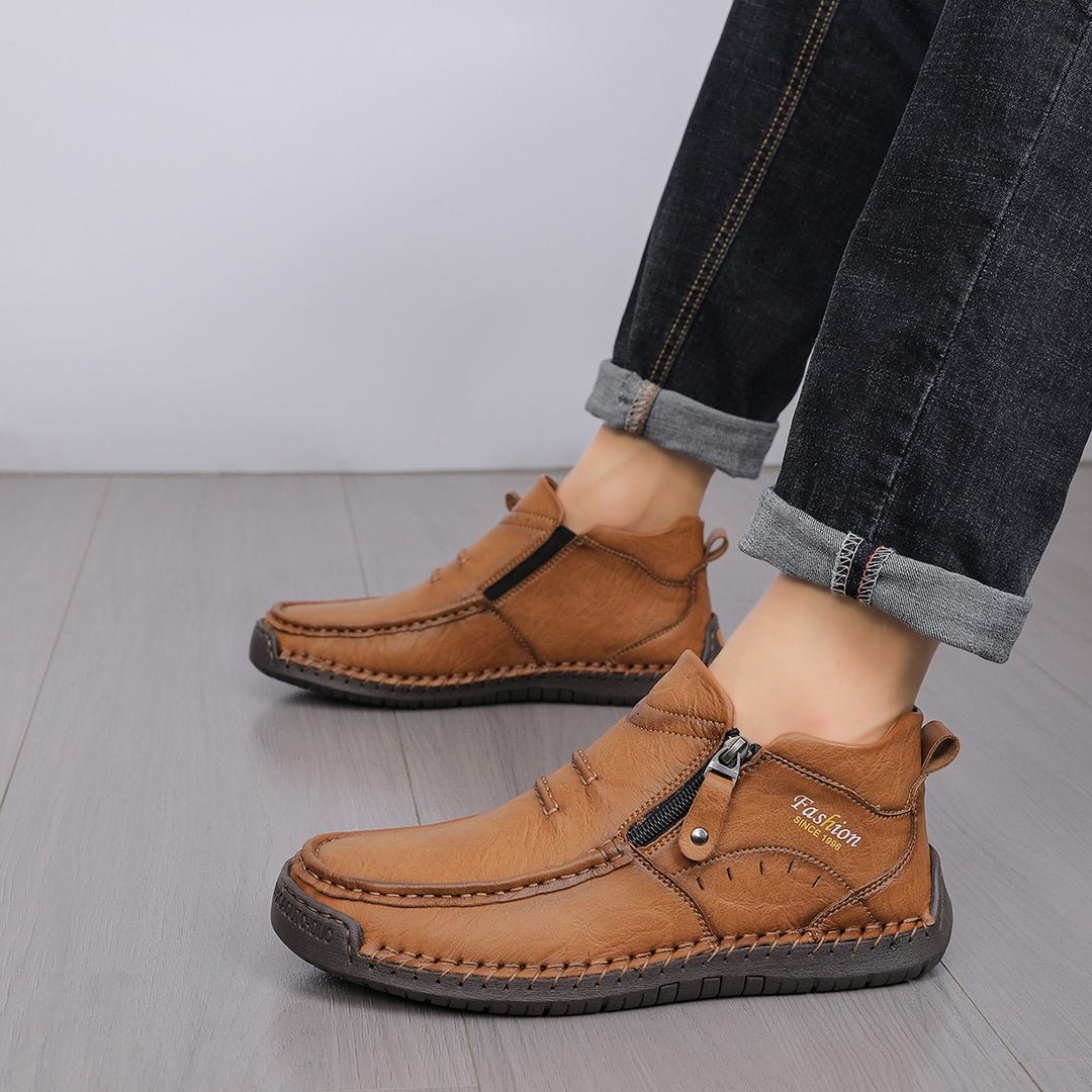 Herren Bequeme Leder Slipper EB