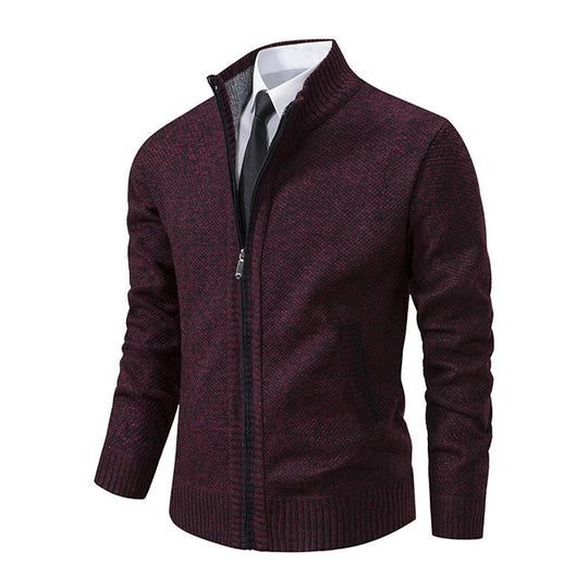 Herren modische Strickjacke mit hohem Kragen und Reißverschluss EB