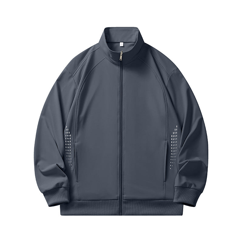 Herren leichte winddichte Zip-Trainingsjacke mit Stehkragen, Raglanärmeln und seitlichen Reflektorpunkten EB
