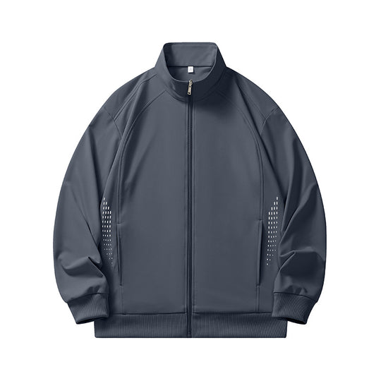 Herren leichte winddichte Zip-Trainingsjacke mit Stehkragen, Raglanärmeln und seitlichen Reflektorpunkten EB