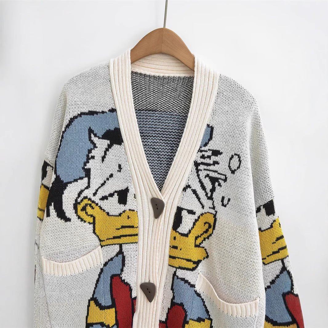 Damen Strickjacke mit Donald Duck Design EB
