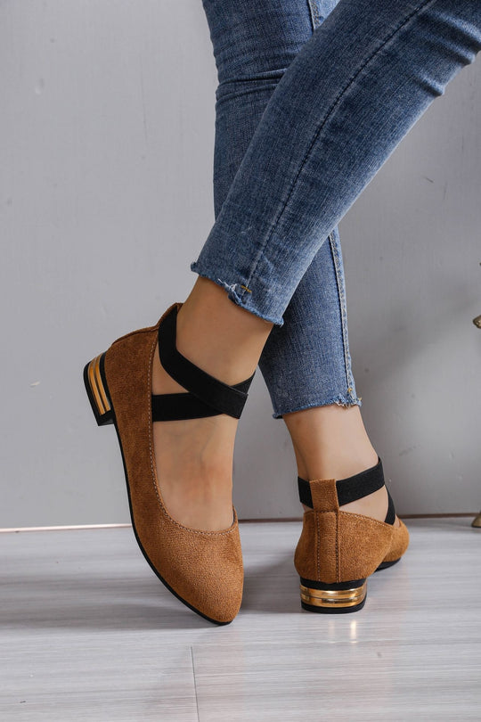 Damen Elegante Ballerinas mit elastischem Riemchen EB