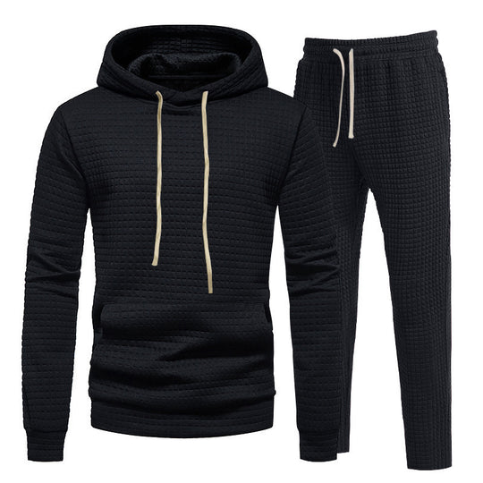 Herren Sportliches Hoodie-Set mit modischem Strukturdesign und elastischen Bündchen EB