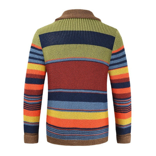 Damen Strickjacke mit farbenfrohem Muster und modernem Schalkragen EB