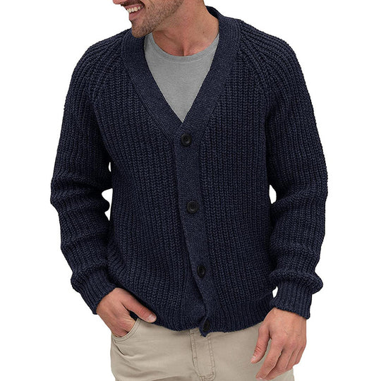 Herren modische Strickjacke mit tiefem V-Ausschnitt und strukturierter Oberfläche EB
