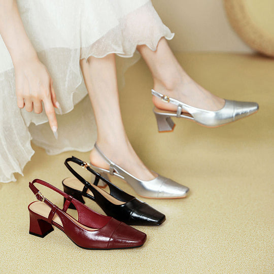 Damen Slingback-Pumps mit metallischem Obermaterial und edlem Blockabsatz EB