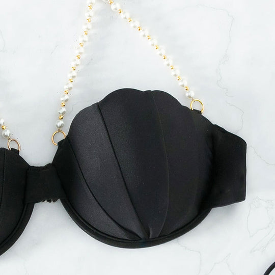 Damen Bikinioberteil mit muschelförmigem Design und Perlenschnürung EB