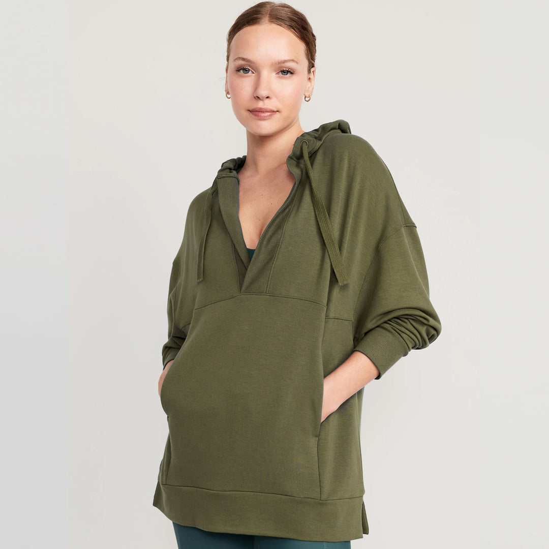 Damen Lässiger Kapuzenpullover mit asymmetrischem Schnitt und praktischen Taschen EB