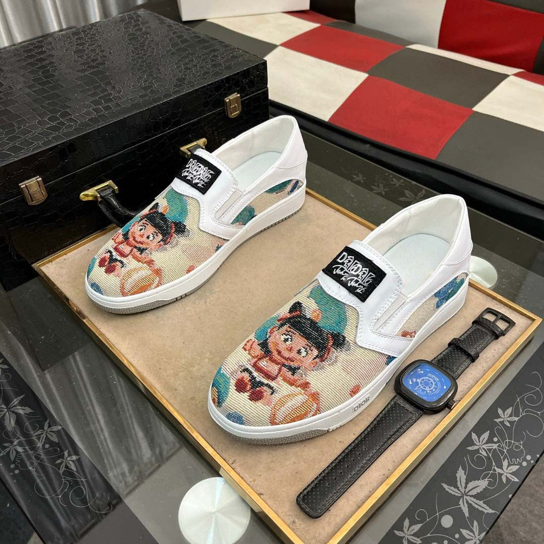 Damen Slip-On Sneakers mit kreativem Motiv und ergonomischem Komfort EB