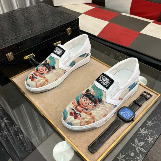 Damen Slip-On Sneakers mit kreativem Motiv und ergonomischem Komfort EB