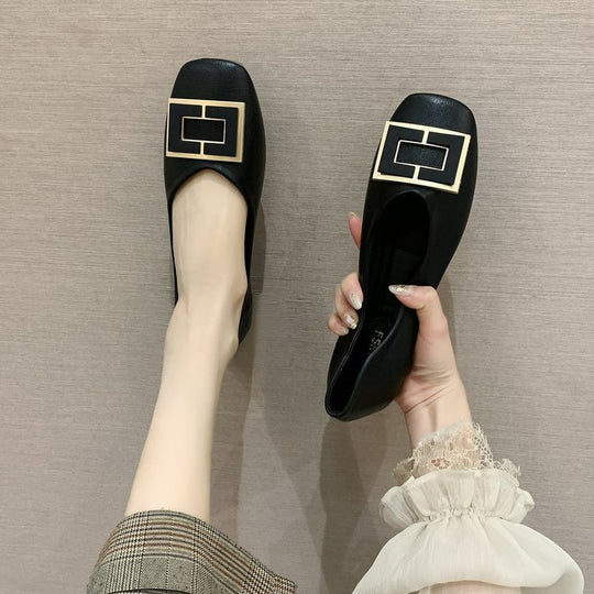 Damen elegante Ballerinas mit modischem Schnallenakzent EB