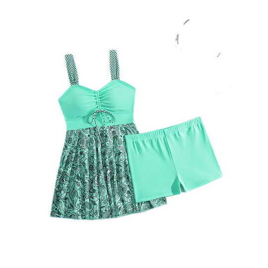Damen Sportliche Badeoutfit mit floralem Rock EB