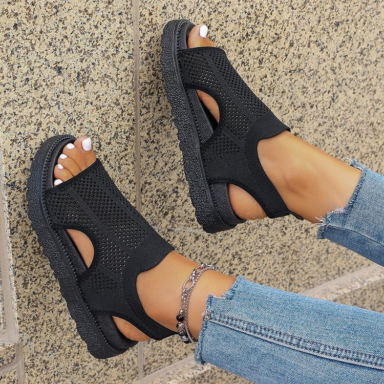 Damen modische Sandalen mit atmungsaktivem Netzdesign und griffiger Sohle EB