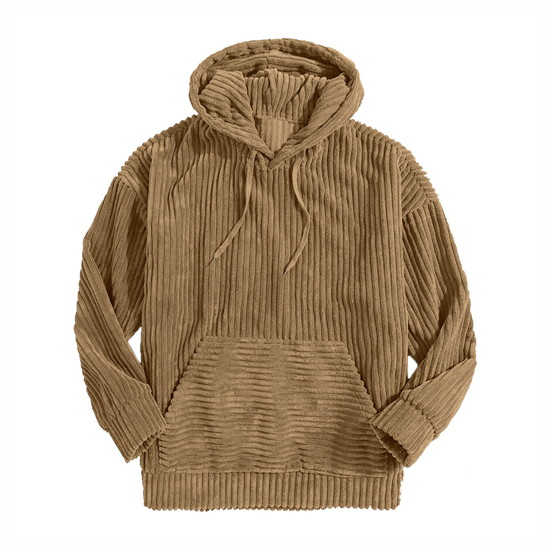 Unisex nan gerippter Samt-Hoodie mit Kapuze und Kängurutasche EB